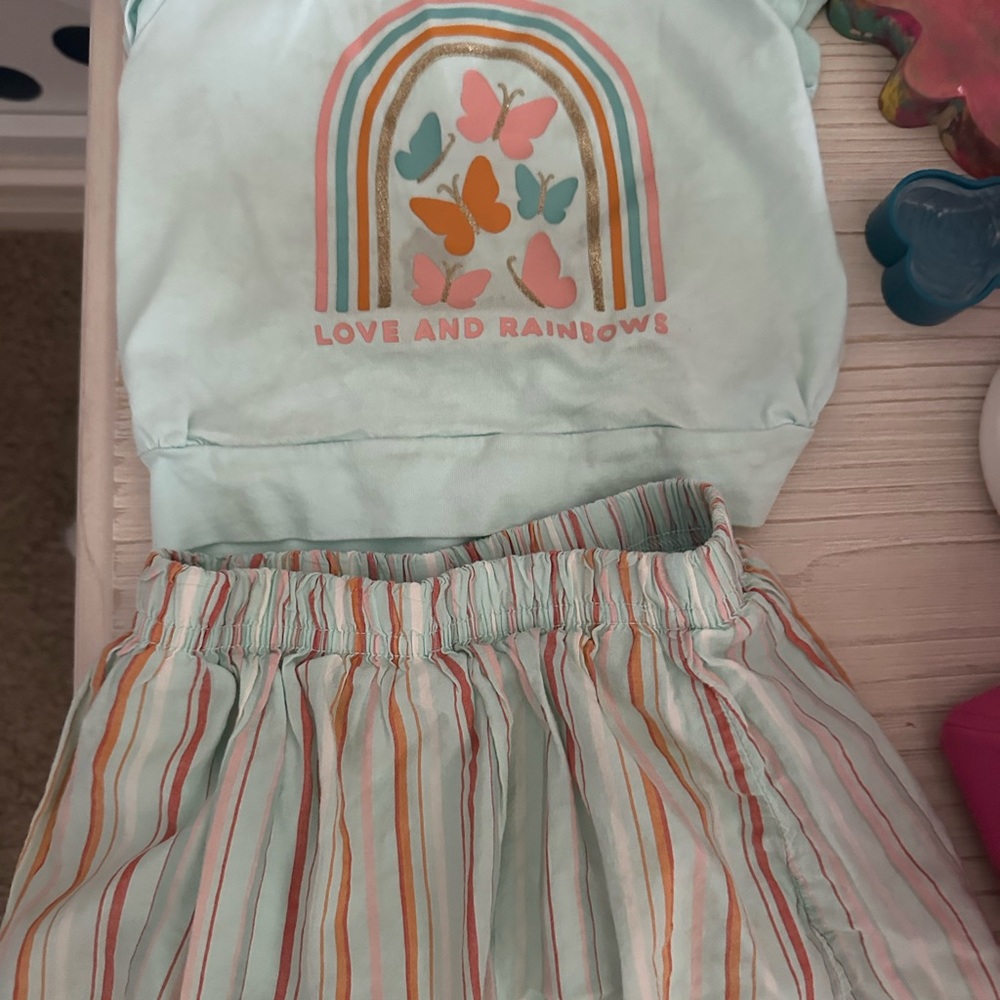 Kids Rainbow Butterfly Skirt Set